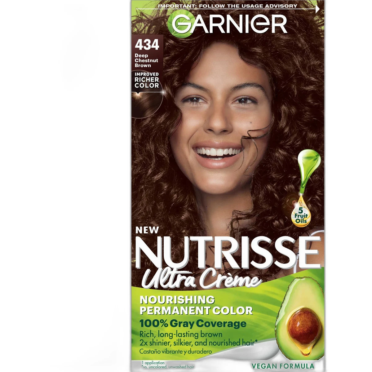Garnier Nutrisse Herba Shine Hair Color 434 Deep Chestnut Brown1 kit 8.48oz (Pack of 12)