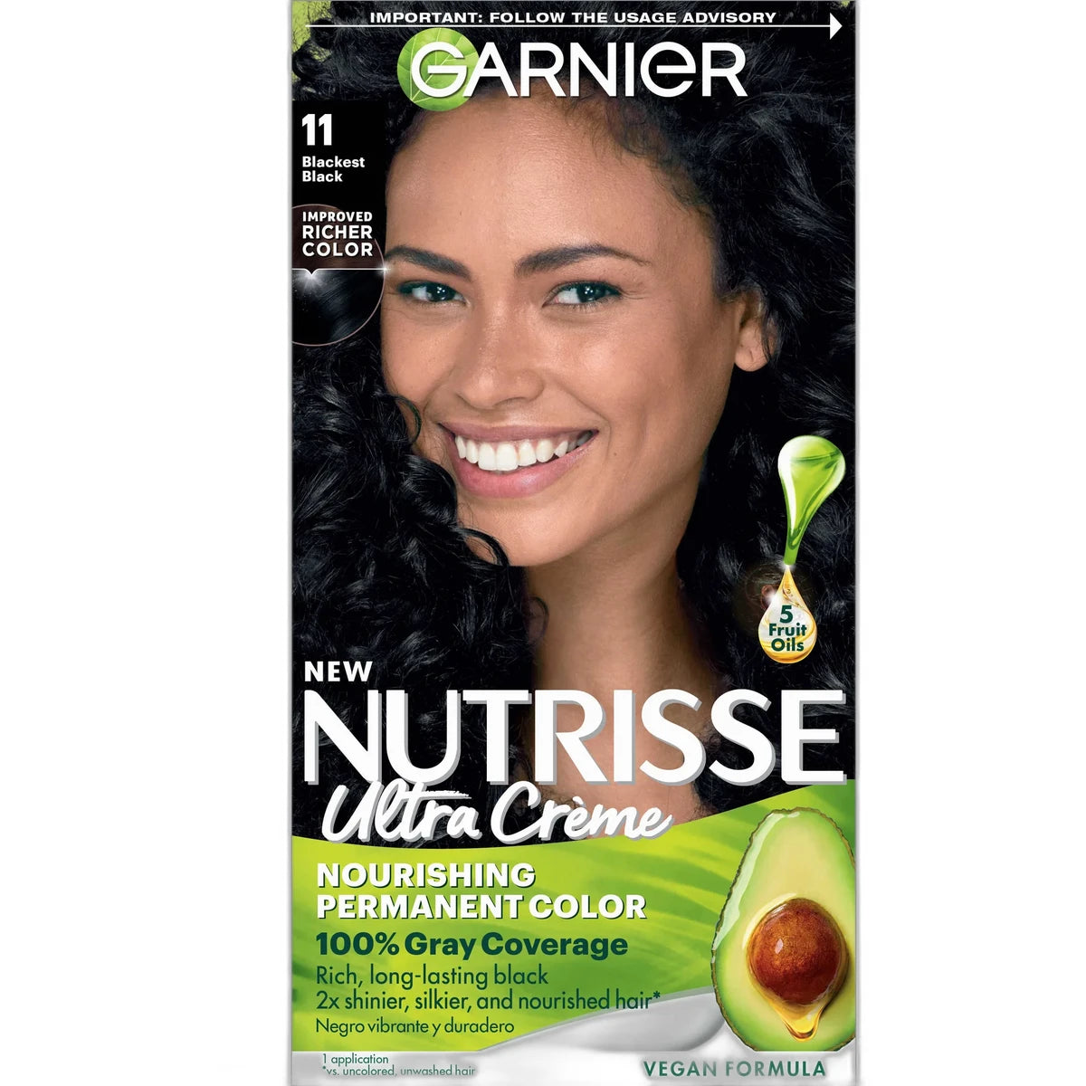 Garnier Nutrisse Nourishing Color Creme 11 Blackest Black 1 Kit 8.48oz (Pack of 12)