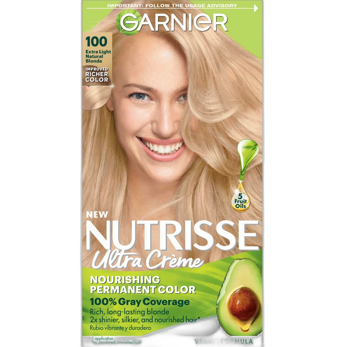 Garnier Nutrisse Permanent Creme Haircolor #100 Light Natural Blonde 8.48oz (Pack of 12)