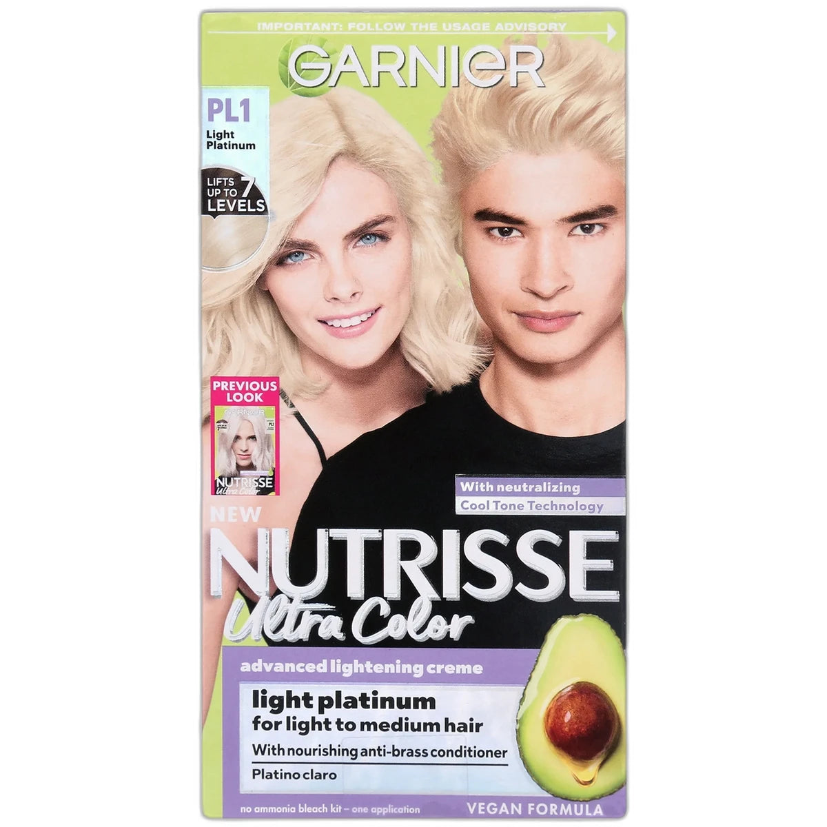 Garnier Nutrisse Ultra Color Nourishing Hair Color Creme PL1 Ultra Pure Platinum 8.48oz (Pack of 12)