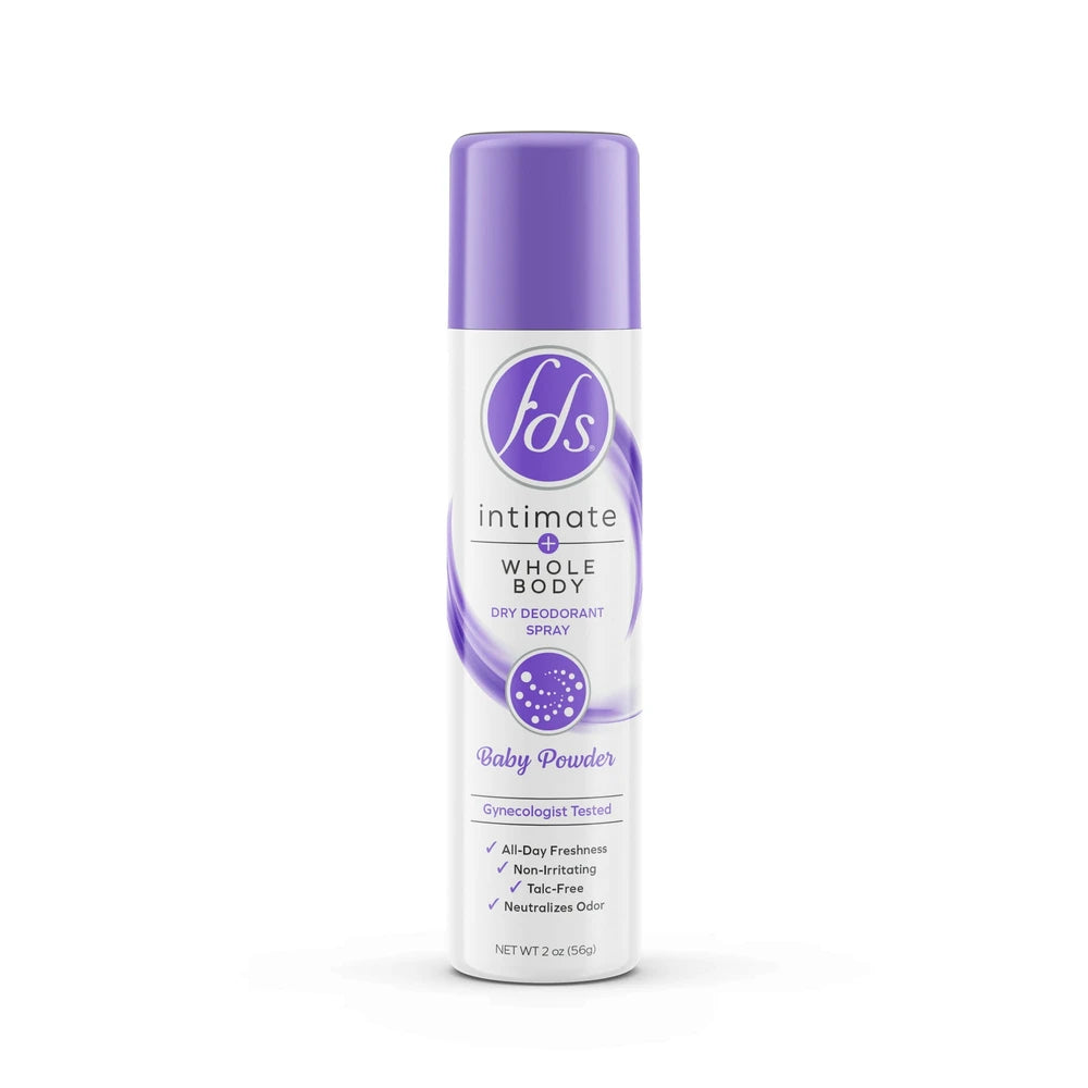 FDS Intimate + Body Dry Feminine Deodorant Spray Baby Powder 2 Oz (Pack of 24)