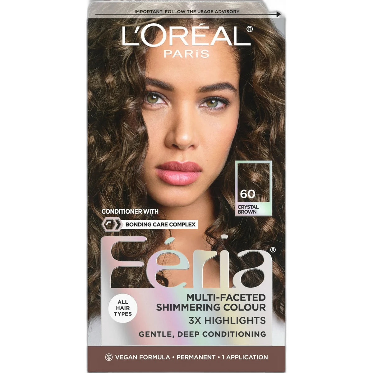Loreal Feria Multi Faceted Shimmering Haircolor 60 Crystal Brown Light Brown1 Ea 71249230015 (Pack of 12)