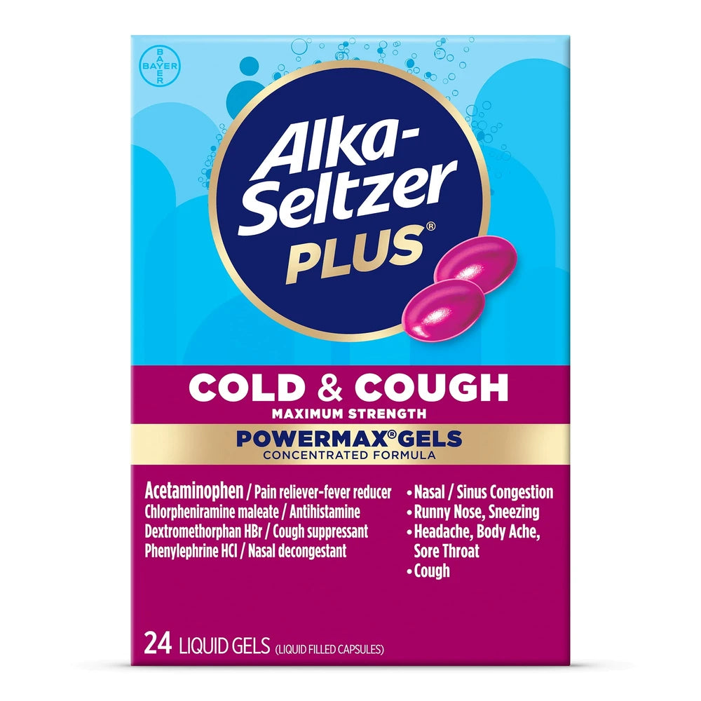 Alka-Seltzer Plus Maximum Strength Powermax Cold & Cough Liquid Gels 24 Ct (Pack of 24)