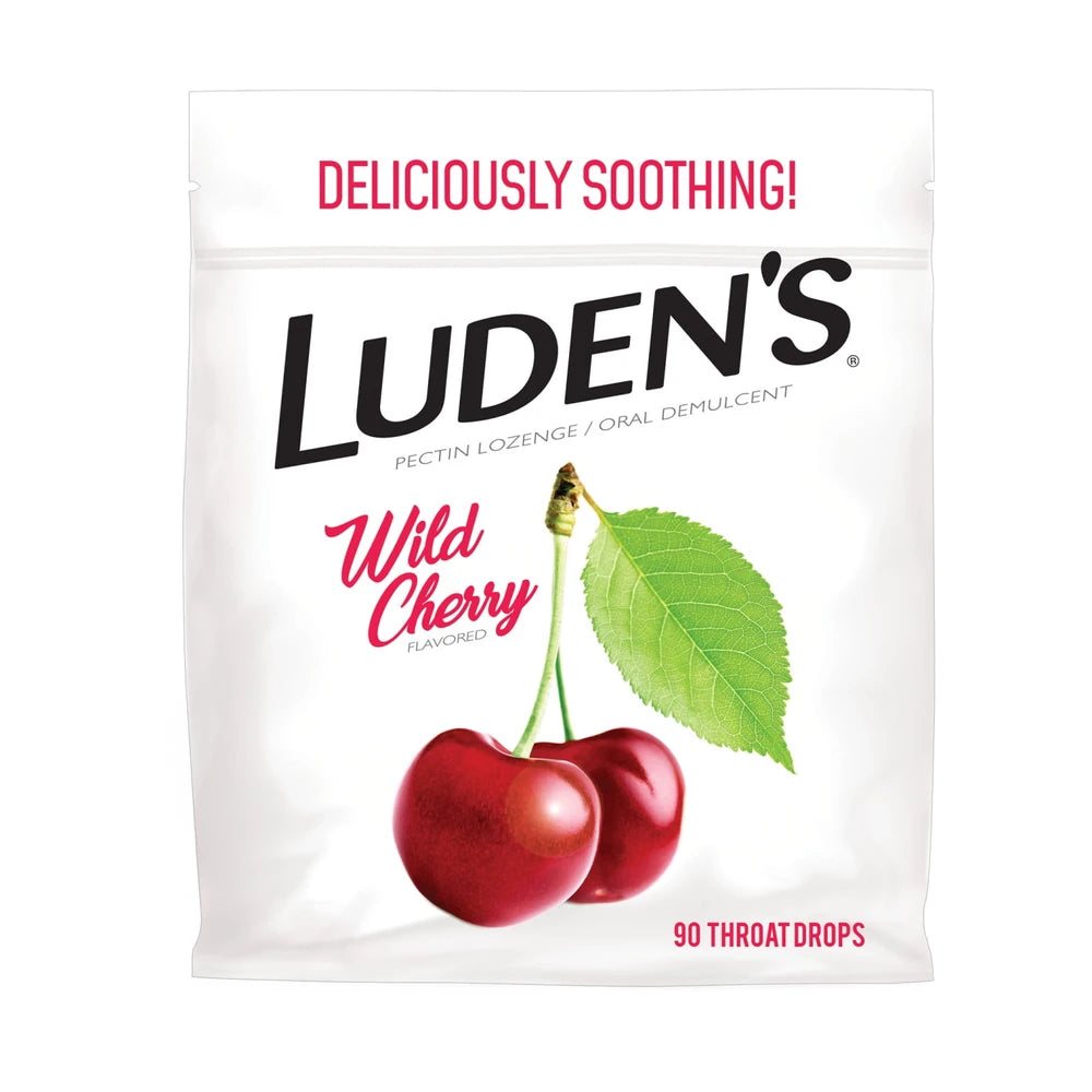 Luden's Soothing Throat Lenge Drops for Sore & Irritated Throats - Wild Cherry 12.64 Oz (Pack of 24)