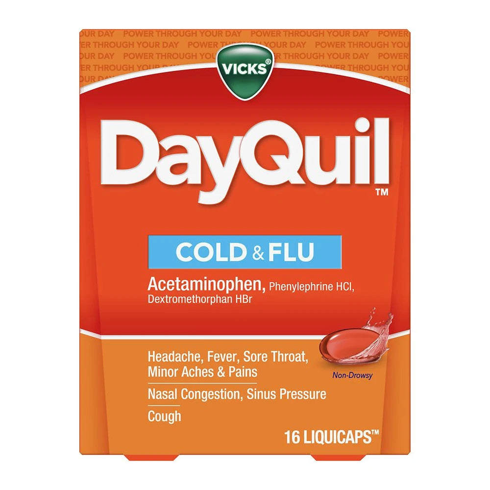 Vicks Dayquil Cold & Flu Relief LiquiCaps 16 ea (Pack of 24)