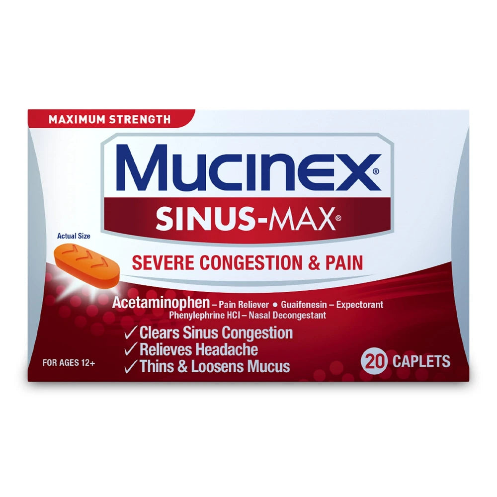 Maximum Strength Mucinex Sinus-Max Severe Congestion & Pain Sinus Symptom Relie 0.08 Oz (Pack Of 24)