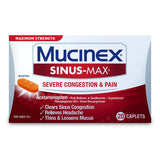 Maximum Strength Mucinex Sinus-Max Severe Congestion & Pain Sinus Symptom Relie 0.08 Oz (Pack Of 24)