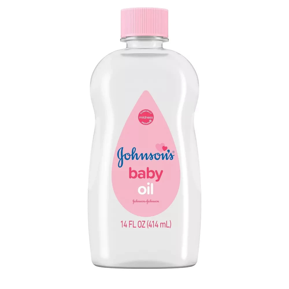 Johnson's Baby Oil, Pure Mineral Oil to Prevent Moisture Loss, Original, 14 fl Oz (Pack of 24)