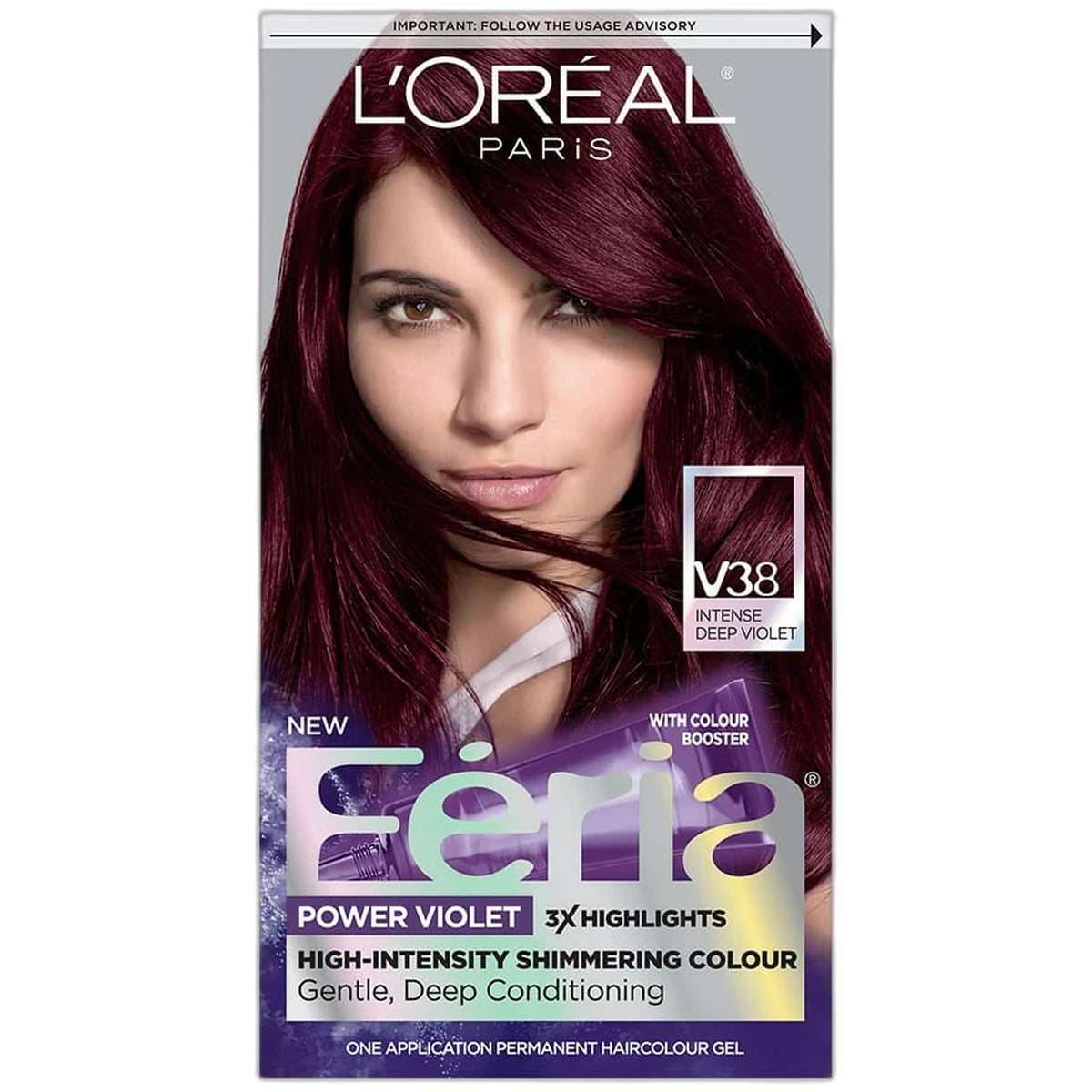 LOreal Paris Feria Power Violet High Intensity Shimmering Hair Color V38 Intense Deep Violet 10.88oz (Pack of 12)