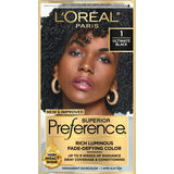 Loreal Paris Superior Preference Fade Defying Color Plus Shine System 1 Ultimate Black 1 Kit 8Oz (Pack Of 12)