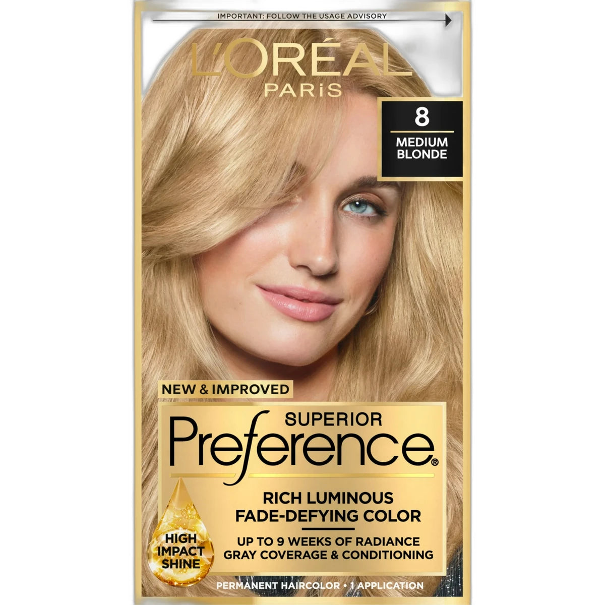 Loreal Superior Preference Hair Color 8 Medium Blonde1 Ea 8Oz (Pack Of 12)