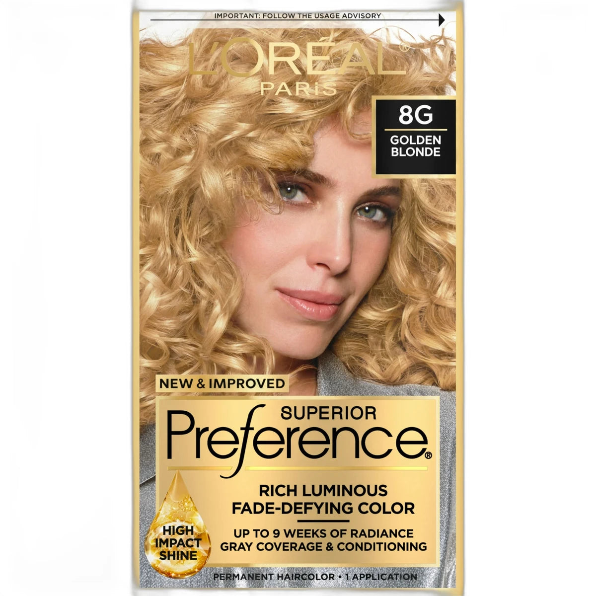 Loreal Superior Preference Hair Color 8G Golden Blonde1 Ea 8Oz (Pack Of 12)