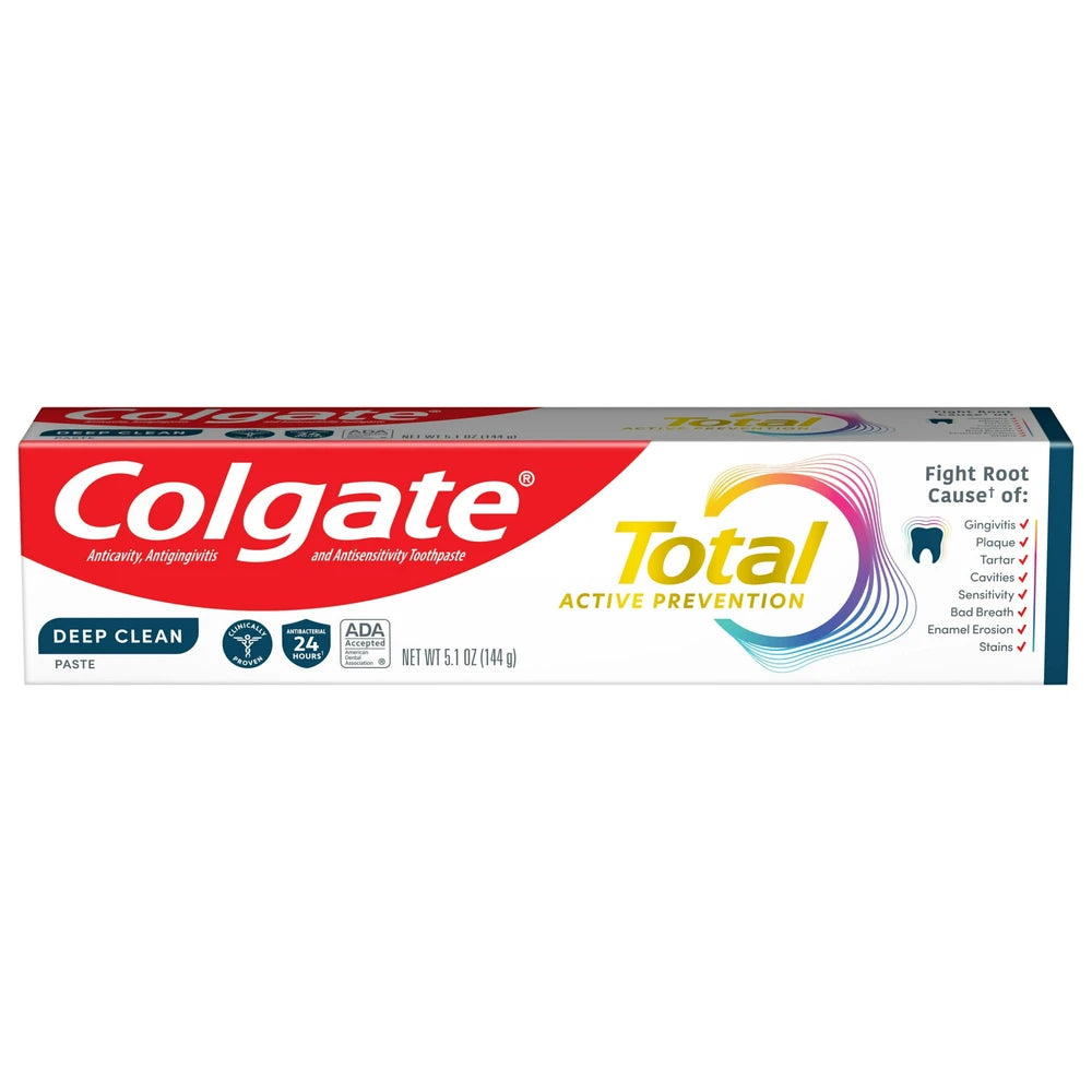 Colgate Total Active Prevention Deep Clean Toothpaste Mint 5.1 Oz (Pack of 24)
