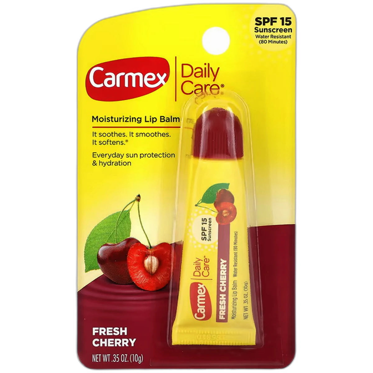 Carmex Daily Care Moisturizing SPF 15 Lip Balm Fresh Cherry 0.35Oz (Pack of 144)