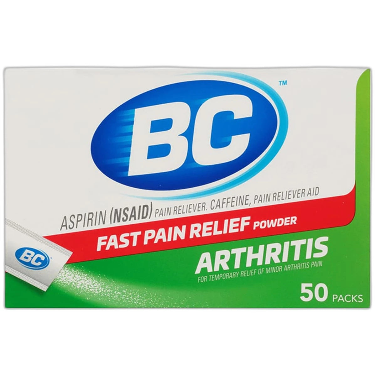 Bc Arthritis Fast Pain Relief On the Go Powder Stick 50Ea 3.2oz (Pack of 36)