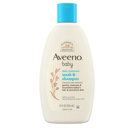 Gentle Wash & Shampoo with Natural Oat Extract, Tear-Free &, Lightly Scented, 8 fl Oz (Pack of 24)