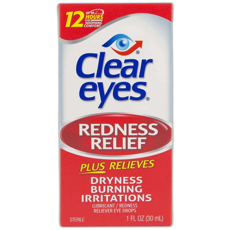 Clear Eyes Redness Relief Eye Drops Soothes & Moisturizes 1Oz (Pack of 24)