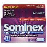 Sominex Nighttime Sleep-Aid Caplets Maximum Strength 16 ea 16 Oz (Pack of 24)