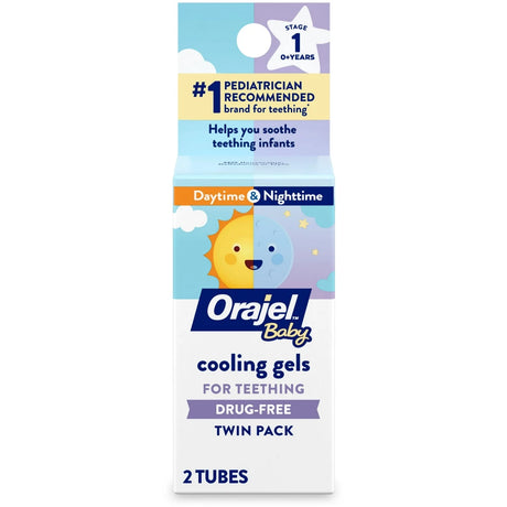 Orajel Baby Daytime & Nighttime Cooling Gels For Teething - 0.36 Oz (Pack Of 24)