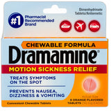 Dramamine Chewable Tablets For Motion Sickness Relief8 Ea 0.48Oz (Pack Of 24)