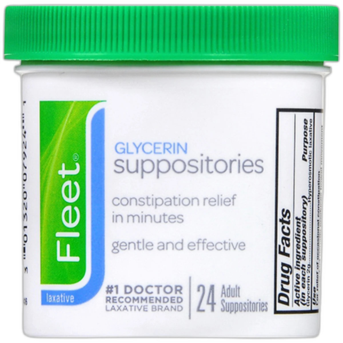 Fleet Glycerin Laxative Adult Suppositories Jar24 Ea 3.21oz (Pack of 12)