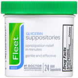 Fleet Glycerin Laxative Adult Suppositories Jar24 Ea 3.21oz (Pack of 12)
