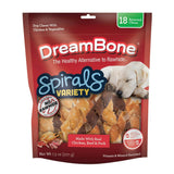 DreamBone Spirals Variety Pack Rawhide-Free Chews for Dogs 18 Count 7.3 Oz (Pack of 24)