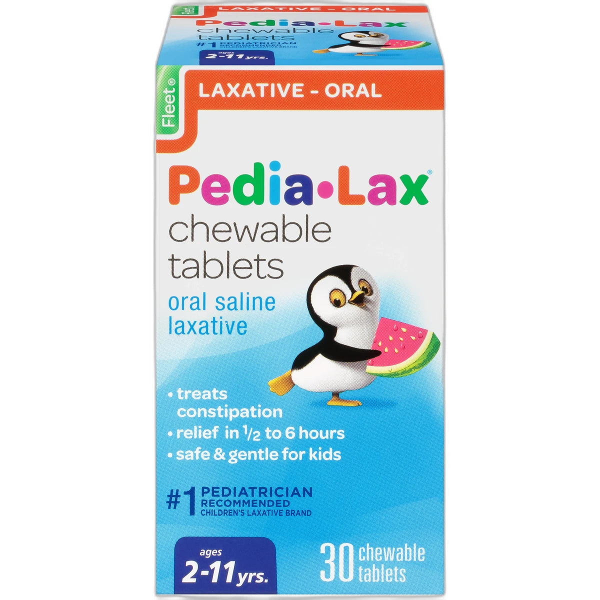 Fleet Pedia-Lax Saline Laxative Chewable Tablets Watermelon 2.08oz (Pack of 24)