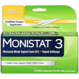 Monistat 3 Vaginal Antifungal Cream Prefilled Applicators 0.86Oz (Pack Of 12)