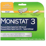 Monistat 3 Vaginal Antifungal Ovule Inserts Combination Pack 0.58Oz (Pack Of 12)