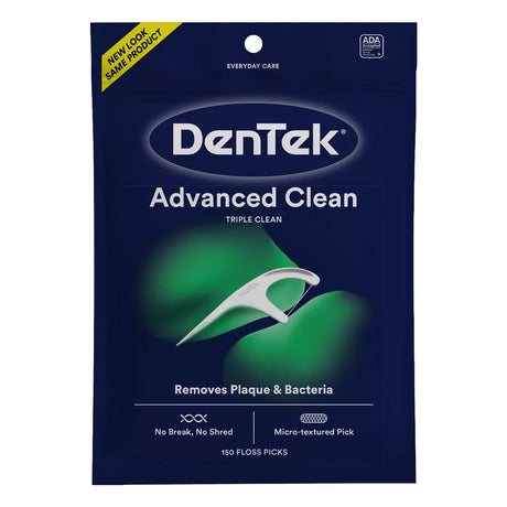 DenTek Flossers Advanced Clean Dental Floss Picks No Break & No Shred Floss 150ct (Pack of 30)