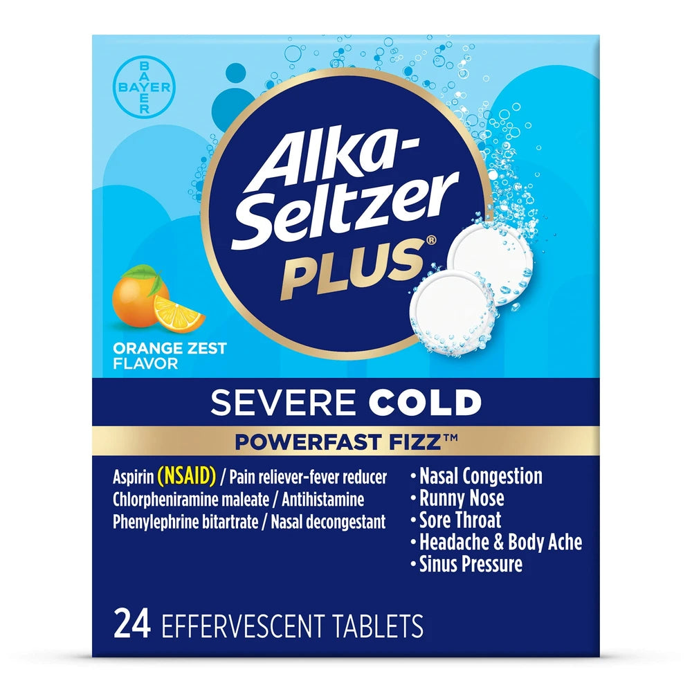 Alka-Seltzer Plus Powerfast Fizz Severe Cold Medicine Orange Zest Effervescent (Pack of 30)