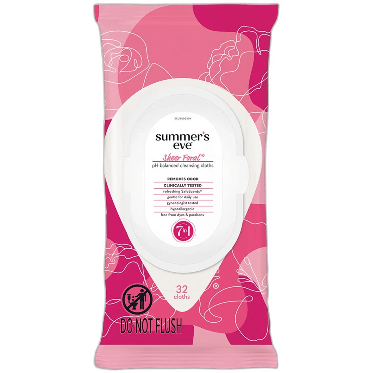 Summers Eve Feminine Cleansing Soft Cloths For Sensitive Skin Sheer Floral32 Ea 7.7oz (Pack of 12)