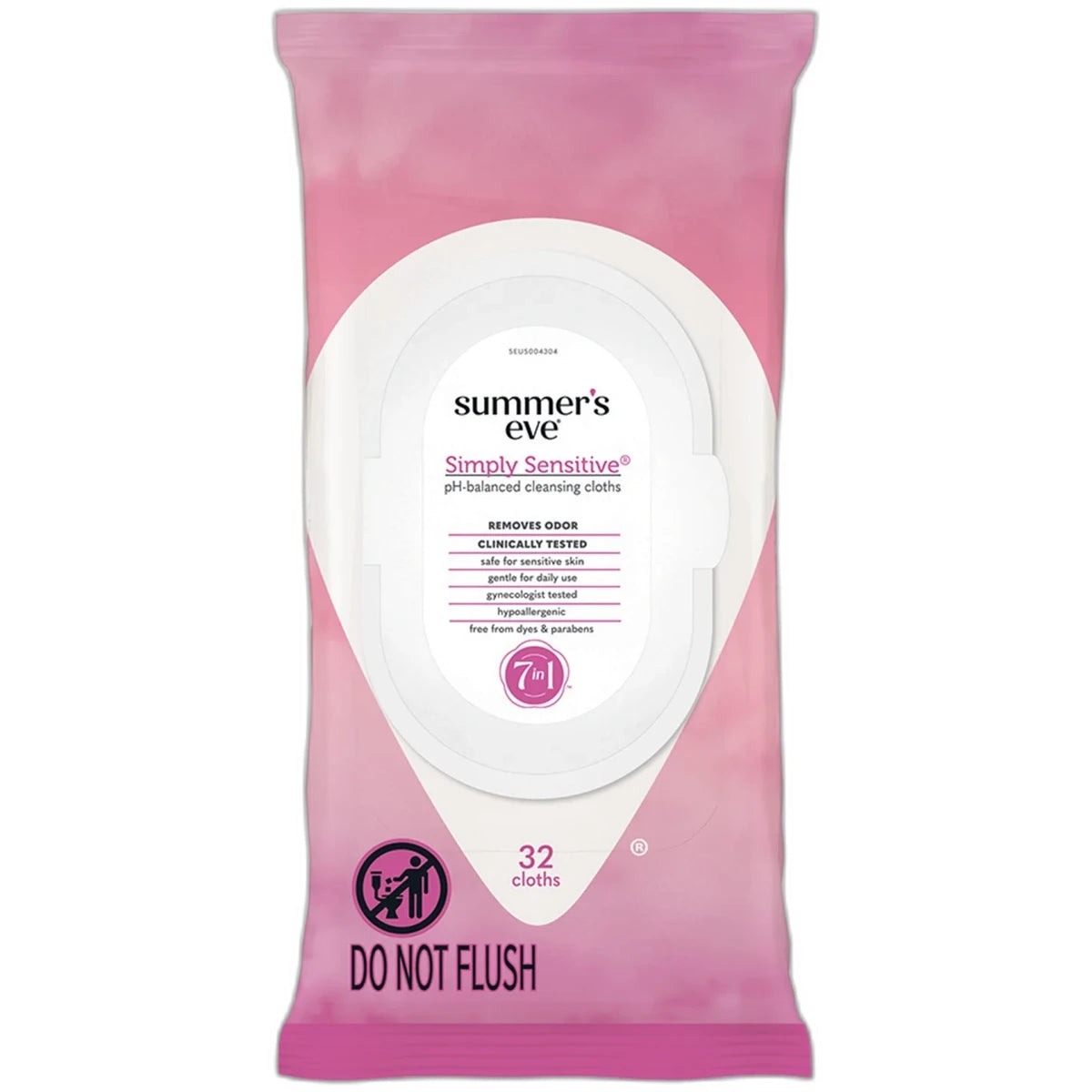 Summers Eve Simply Sensitive Daily Feminine Gentle Cloth 7.7oz (Pack of 12)