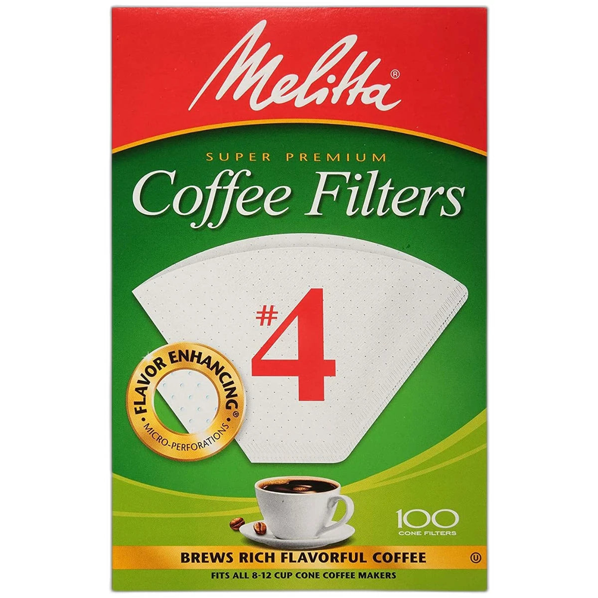 Melitta Natural Brown Paper Cone Coffee Filters 4 Size 128.16oz (Pack of 6)
