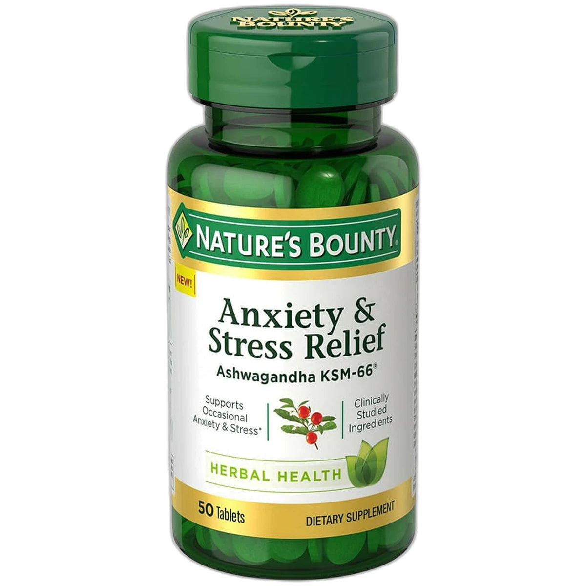 Natures Bounty Anxiety and Stress Relief Ashwagandha KSM-66 Tablets 0.16Oz -(Pack of 12)