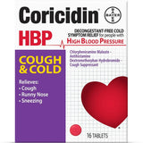 Coricidin HBP Decongestant-Free Cough and Cold Medicine for Hypertensives, Cold 1.94 Oz (Pack of 36)