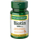 Natures Bounty Biotin 1000 Mcg High Potency Tablets100 Ea (Pack of 24)