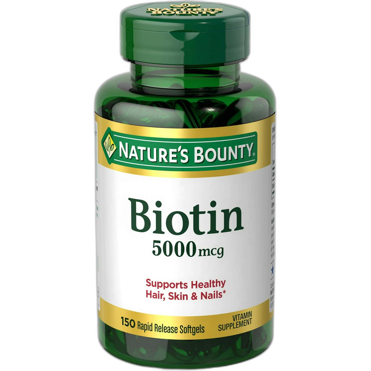 Natures Bounty Biotin 5000Mcg Softgels Promotes Hair Skin And Nails 2.33Oz (Pack of 24)