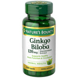 Natures Bounty Ginkgo Biloba Standardized Extract 120 Mg Herbal Supplement Capsules 2.56Oz (Pack of 24)