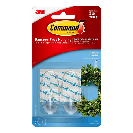 Command - Clear Medium Hooks 2.00 ct 0.48 Oz (Pack of 36)
