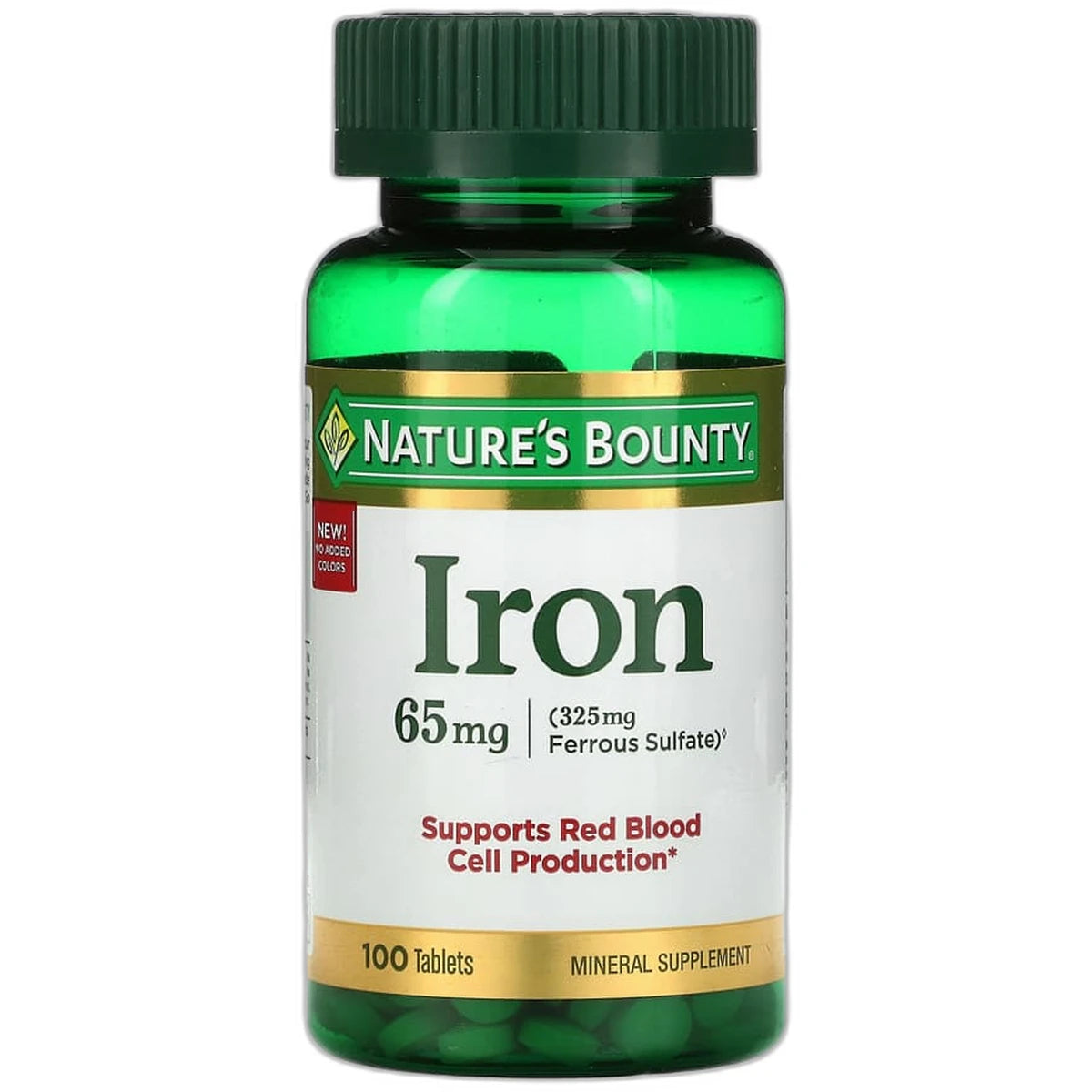 Nature's Bounty Iron 65mg 325mg Ferrous Sulfate Tablets 1.76Oz (Pack of 24)