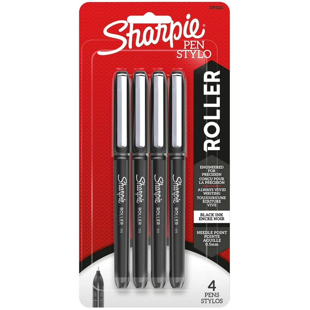 Sharpie® Rollerball Pens, Needle Point, 0.5 Mm, Black Ink (Pack of 36)