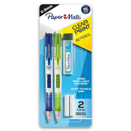 Paper Mate 1759214 Clear Point Mechanical Pencil Starter Set 09 Mm Lime Green Royal Blue 2Set 1.6 Oz (Pack of 36)
