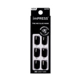 KISS imPRESS Color Short Squoval Press-On Nails with Glue Black Solid 30 Piece (Pack of 36)