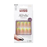 KISS Salon Acrylic French Color Press-On Nails ‘Hype’ Neon Yellow Medium Almo (Pack of 36)