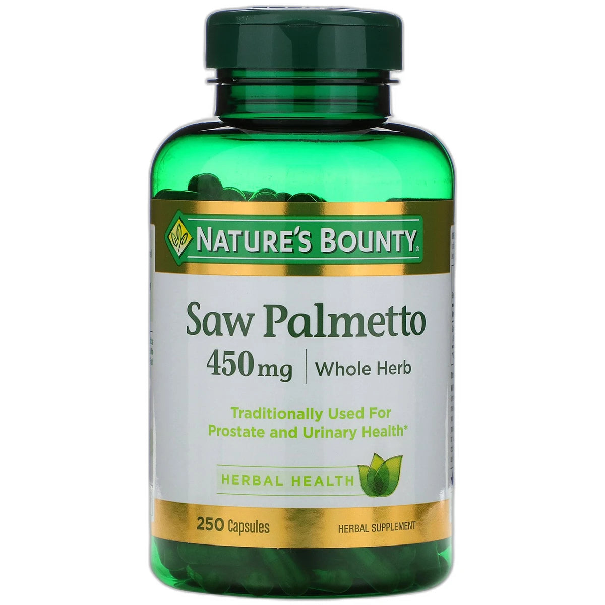 Saw Palmetto Natural Whole Herb 450 Mg Capsules For Men Health By Natures Bounty 1.38Oz(Pack of 12)
