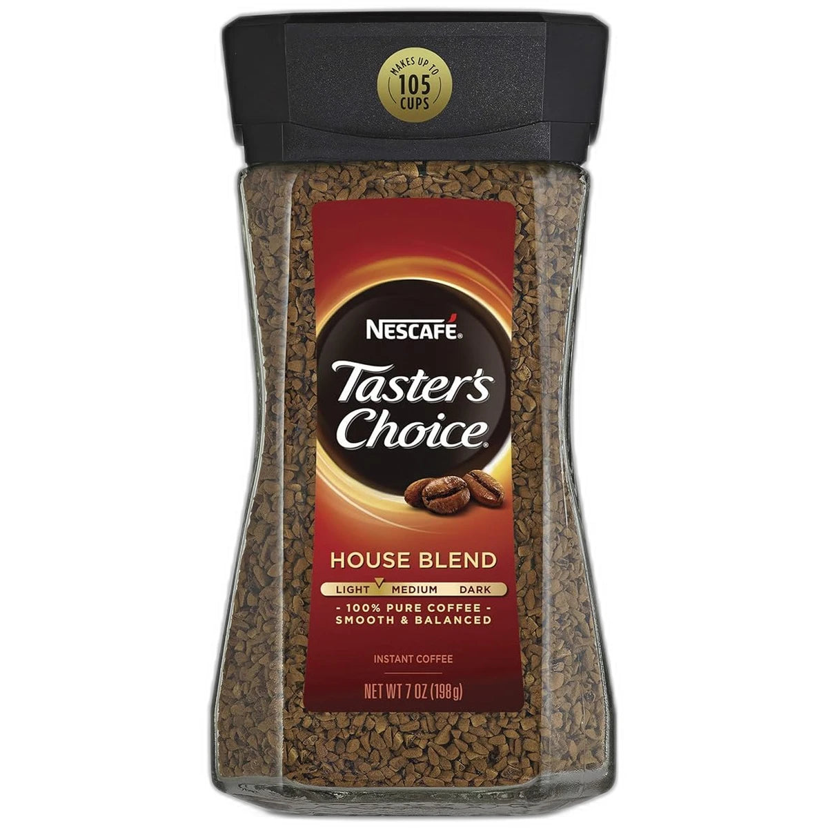Nescafe Tasters Choice Light Medium Roast Instant Coffee Jar 7Oz (Pack of 4)