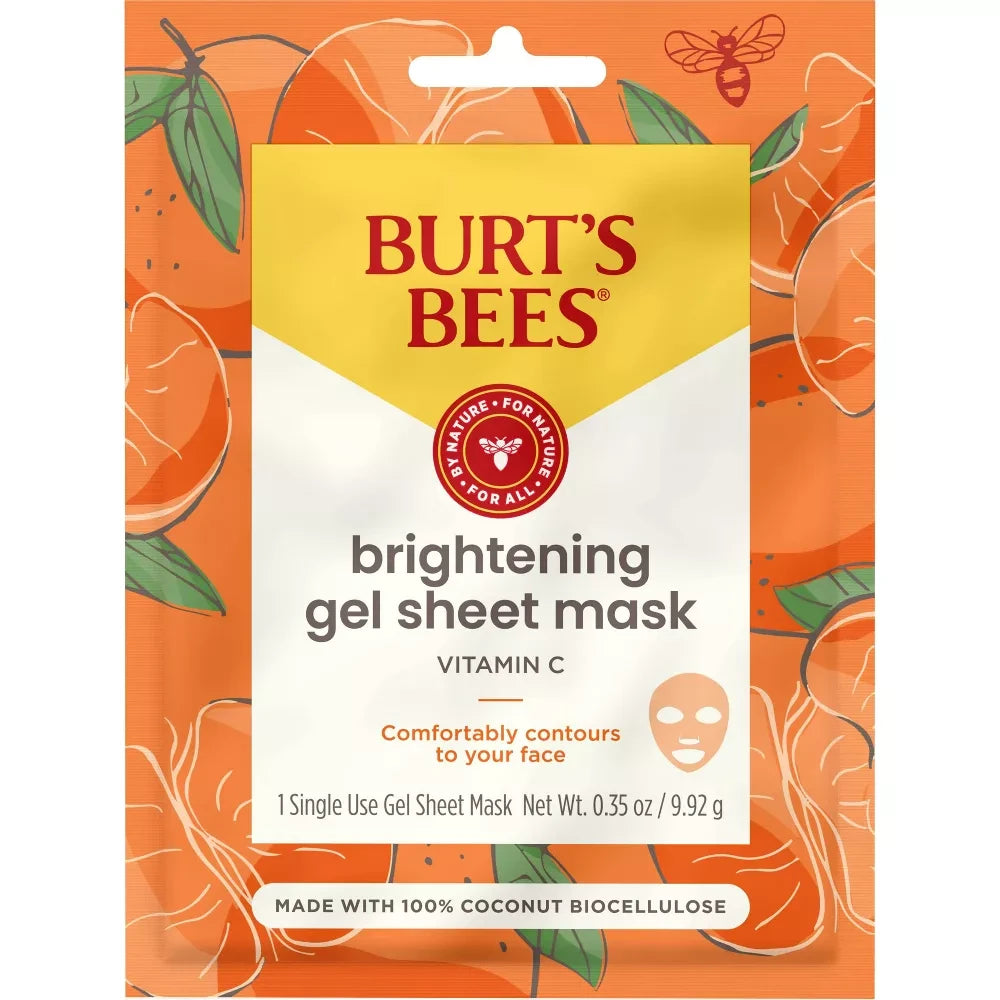 Burts Bees Brightening Biocellulose Gel Face Mask with Mandarin Extract Single U (Pack of 48)