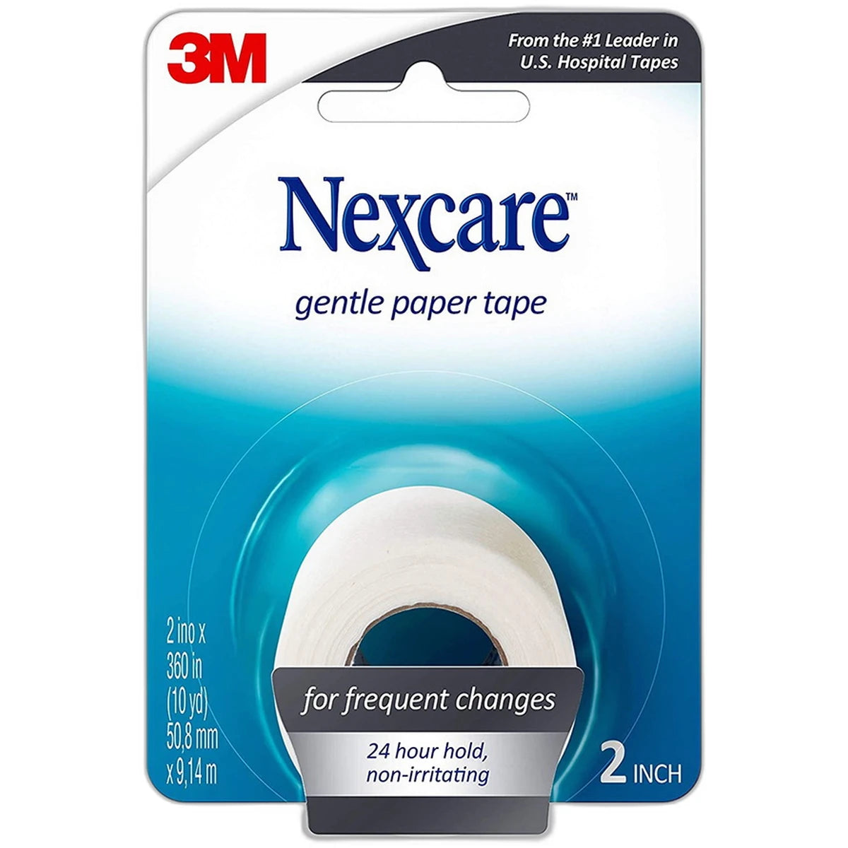 3M Nexcare Gentle Paper Tape Non Irritating 2 Inches by 10 Yrd 9.6Oz (Pack of 24)